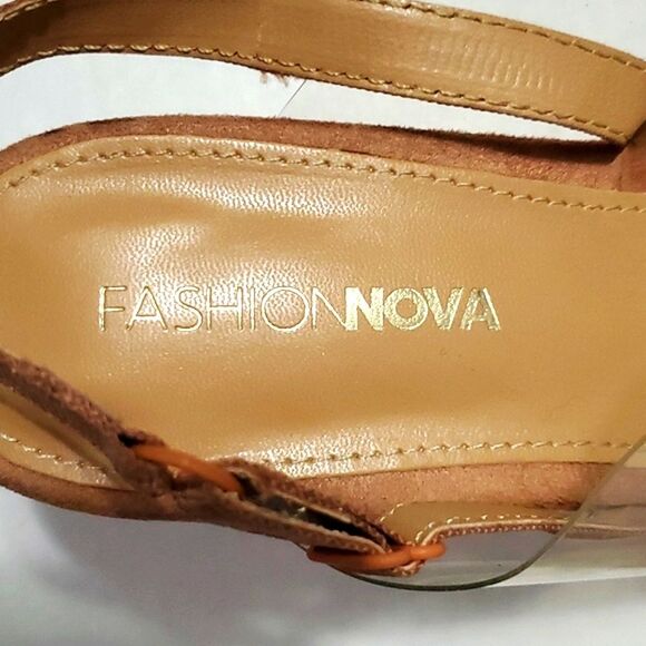 Fashion Nova Nude Toe Strap Clear Slingback Stiletto Heels - Picture 12 of 12